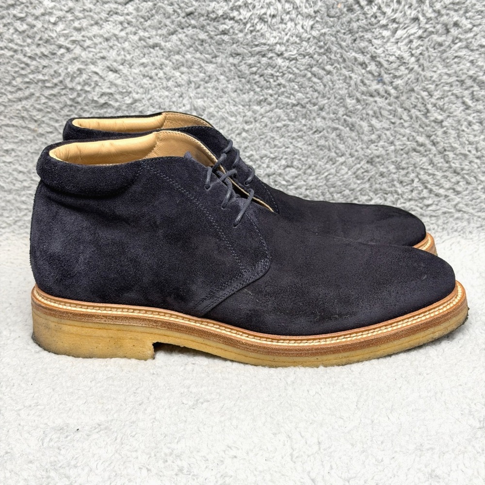 Kiton Luxemburg Mens Size US 9 Chukka Boots Blue Suede Crepe Sole Italy